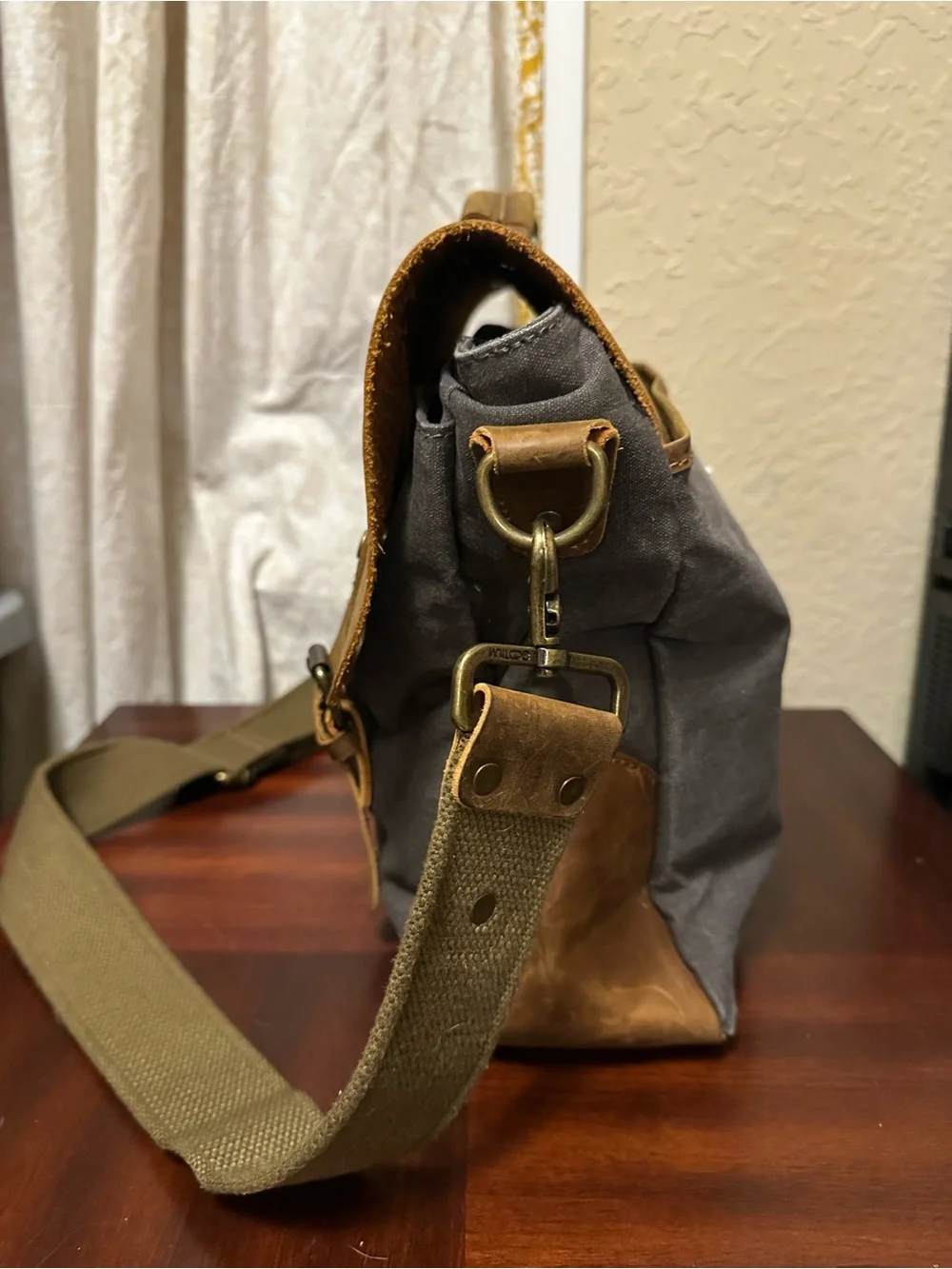 Gootium Vintage Canvas Leather Shoulder/Messenger computer Bag, Khaki 15X12